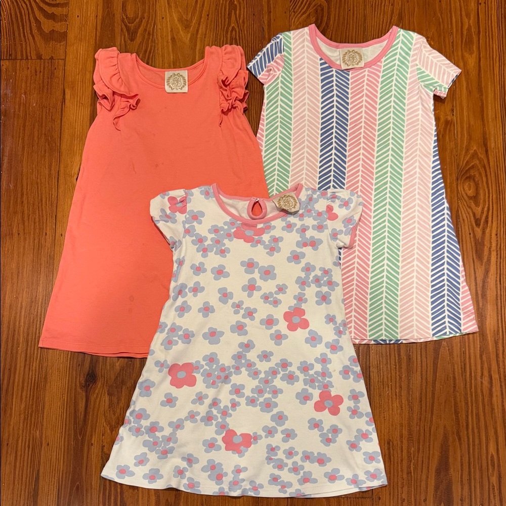 The Beaufort Bonnet Company Girls Dress Lot- Coral, Pastel Stripe, Floral